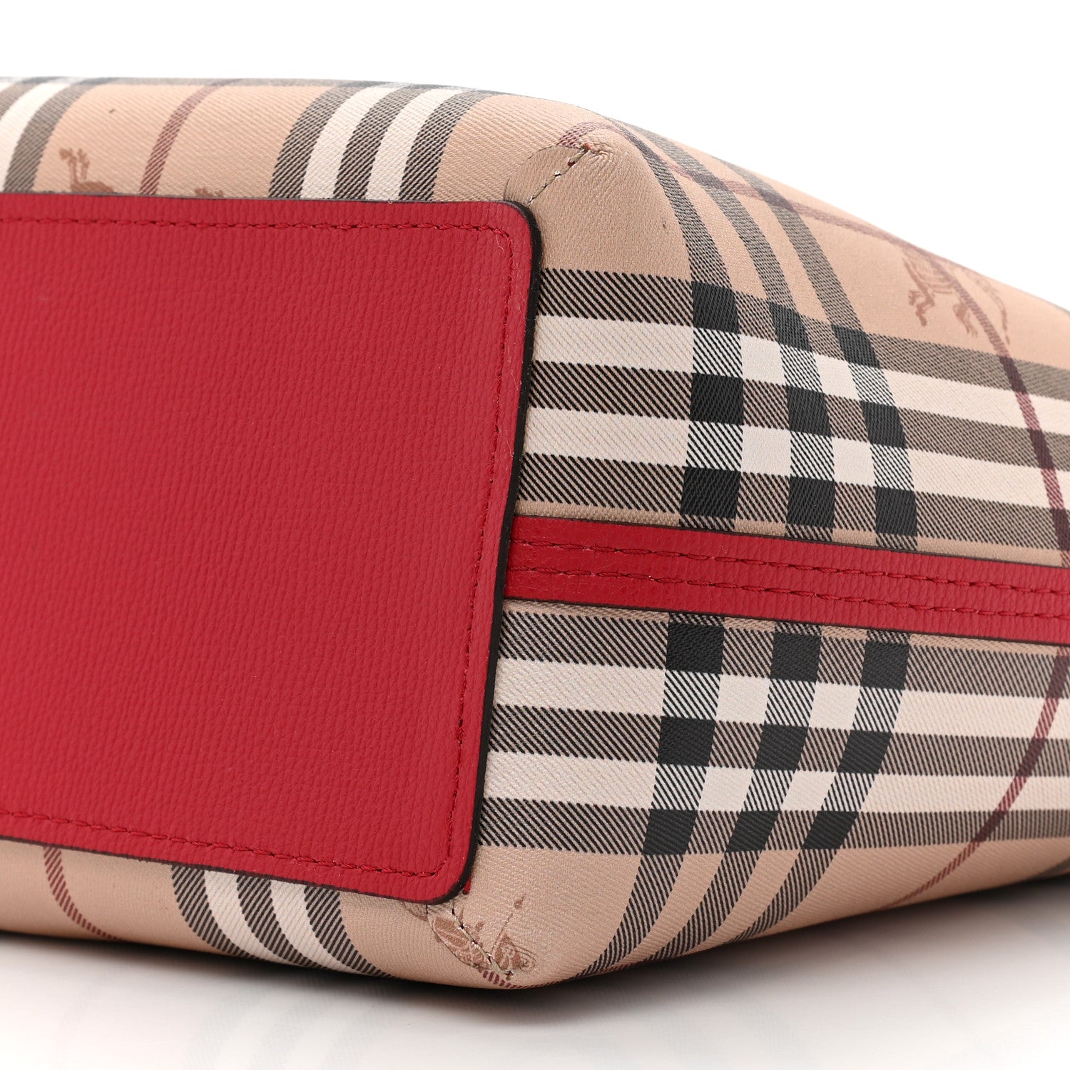 Burberry Grainy Calfskin Haymarket Check Medium Reversible Tote Red 12 of 20