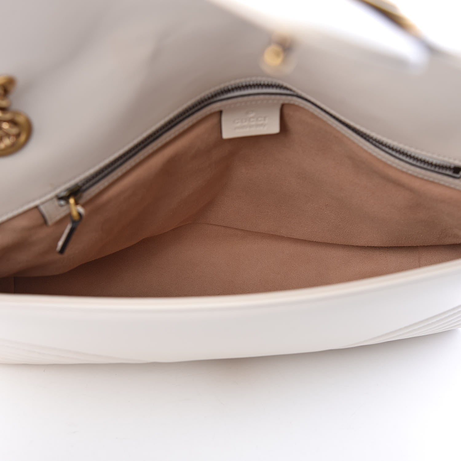 Gucci Calfskin Matelasse Large GG Marmont Shoulder Bag Mystic White 5 of 11