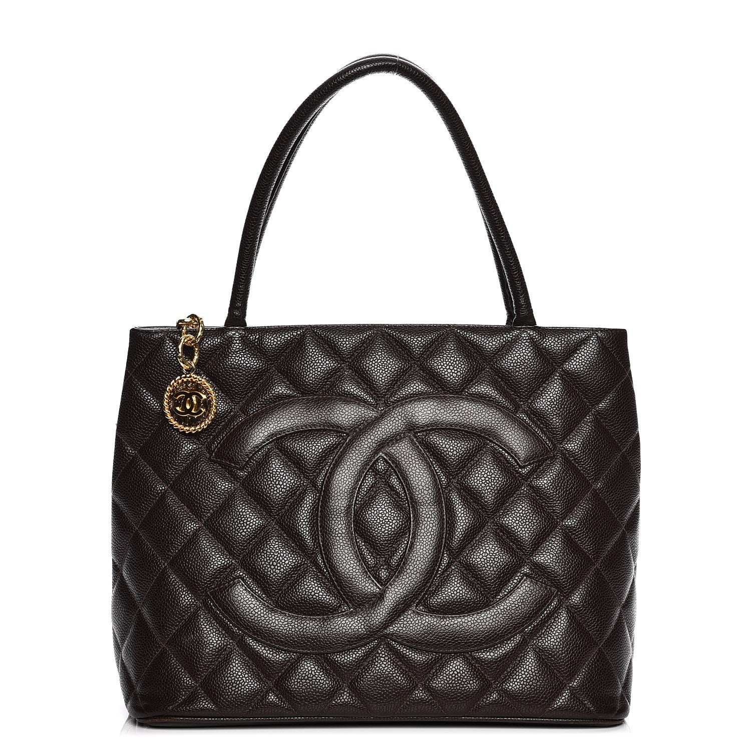 Chanel Caviar Quilted Medallion CC Tote Dark Brown 1 of 10