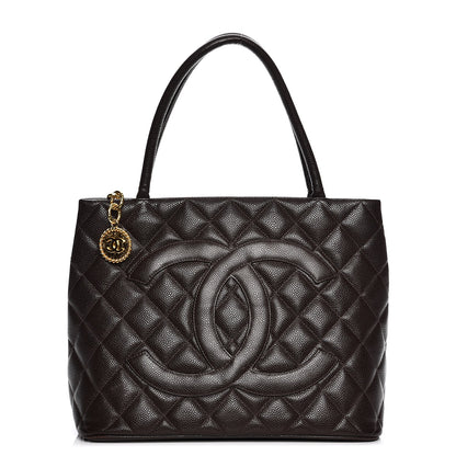 Chanel Caviar Quilted Medallion CC Tote Dark Brown 1 of 10