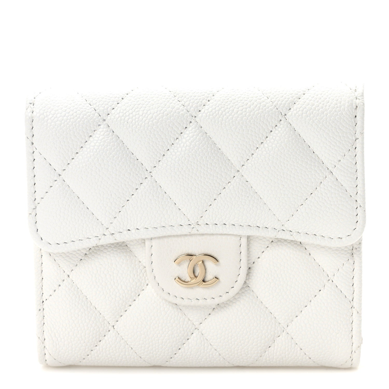 Chanel Caviar Quilted Compact Flap Wallet White 1 of 7