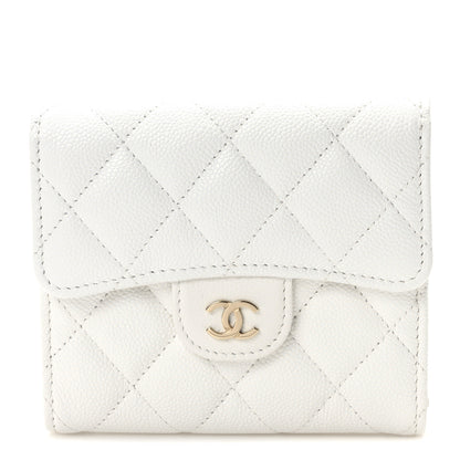 Chanel Caviar Quilted Compact Flap Wallet White 1 of 7