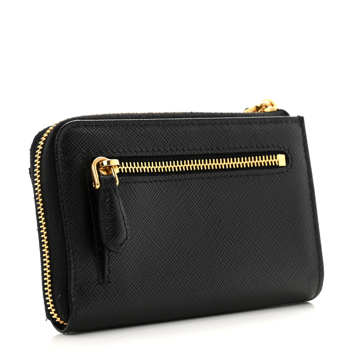 Saffiano Metal Zip Around Keychain Black