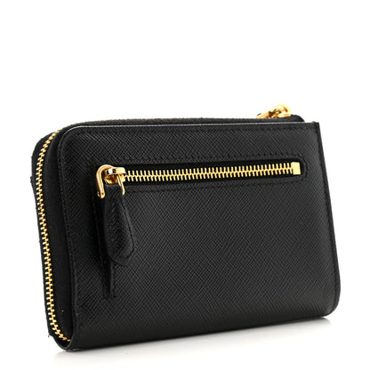Prada Saffiano Metal Zip Around Keychain Black 3 of 8