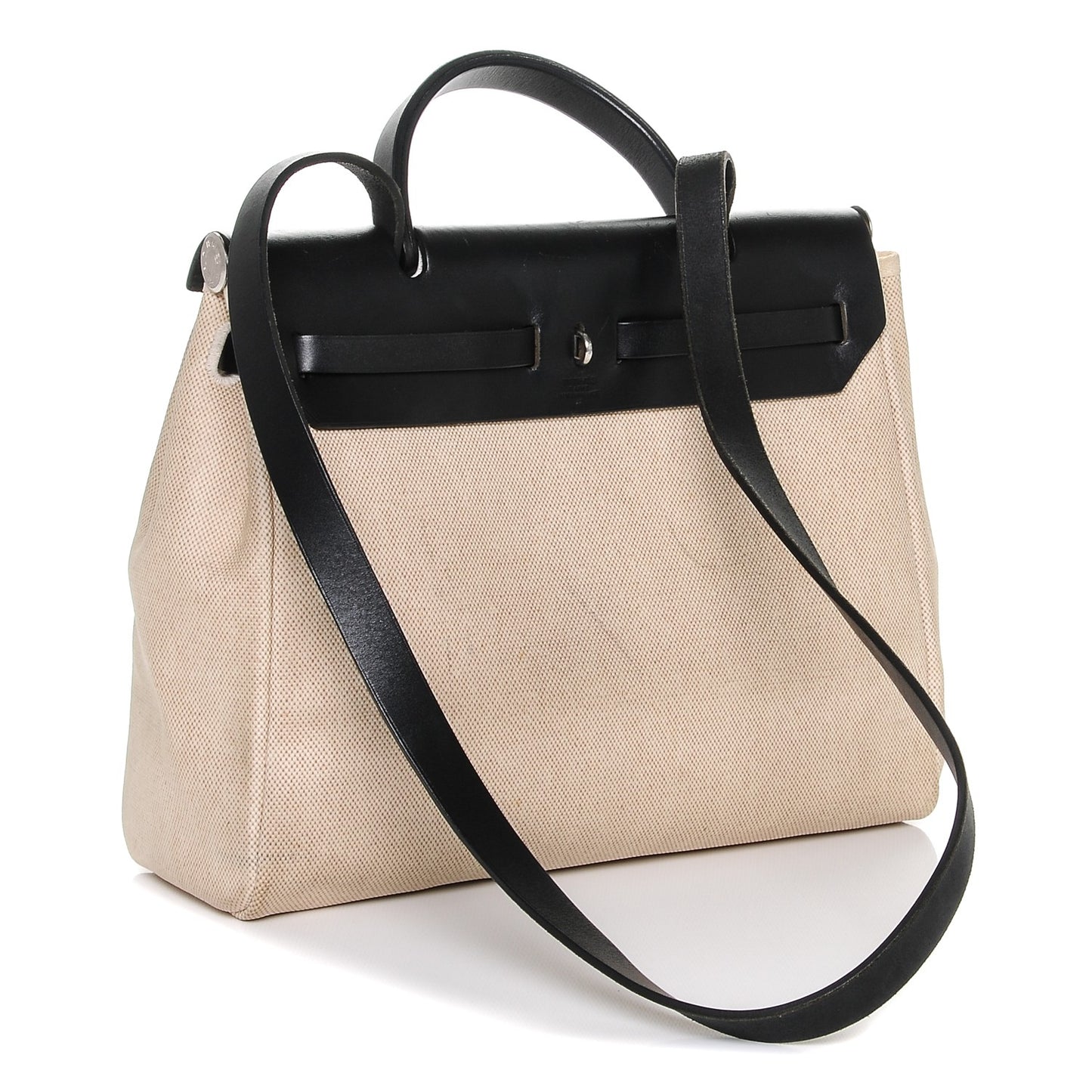 Toile Vache Calfskin Herbag 30 PM Natural Black