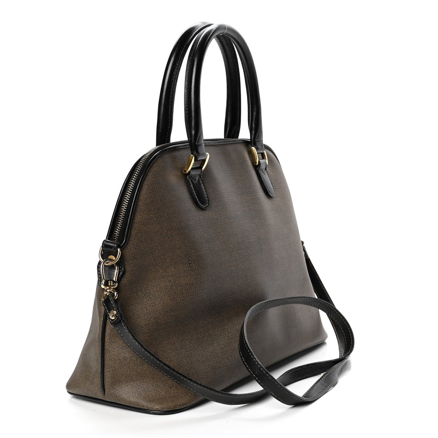 Coated Canvas Shoulder Bag Brown