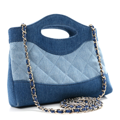 Chanel Denim Quilted Nano 31 Shopping Bag Light Blue Dark Blue 3 of 10