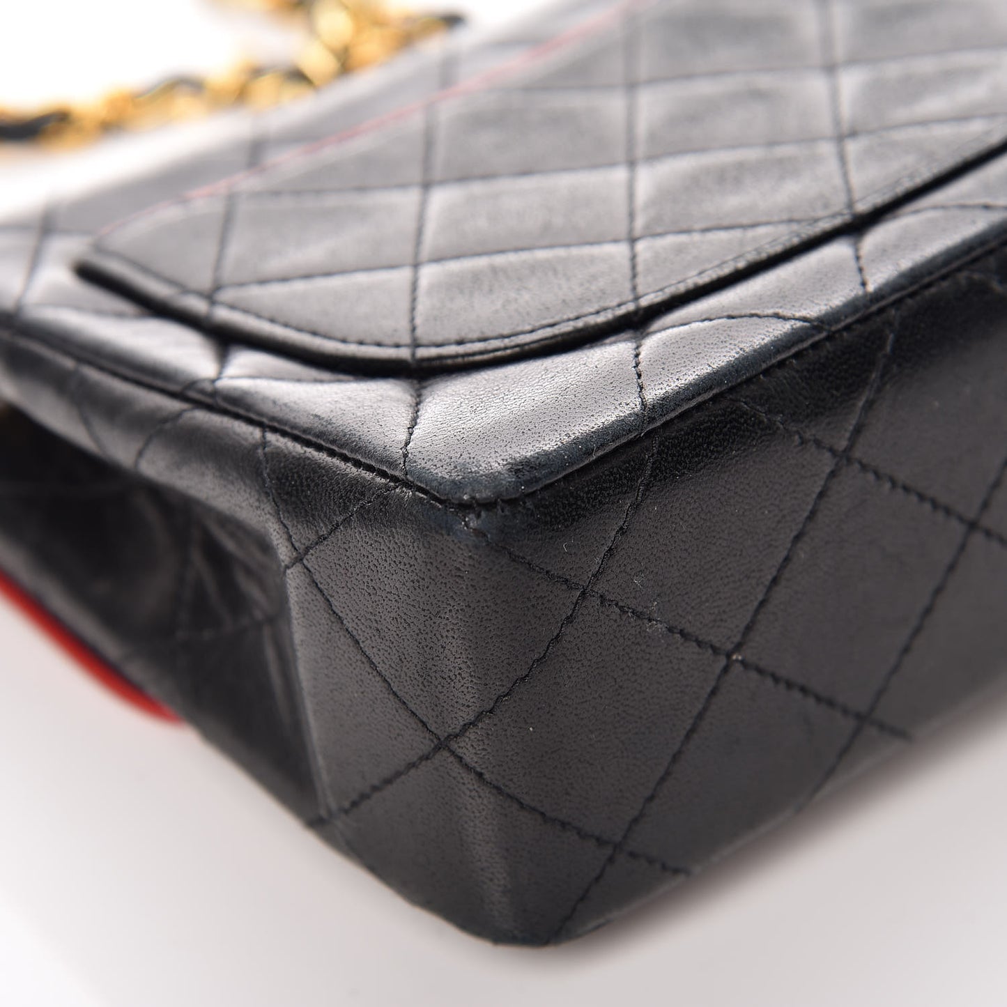 Lambskin Quilted Mini Square Flap Navy Blue