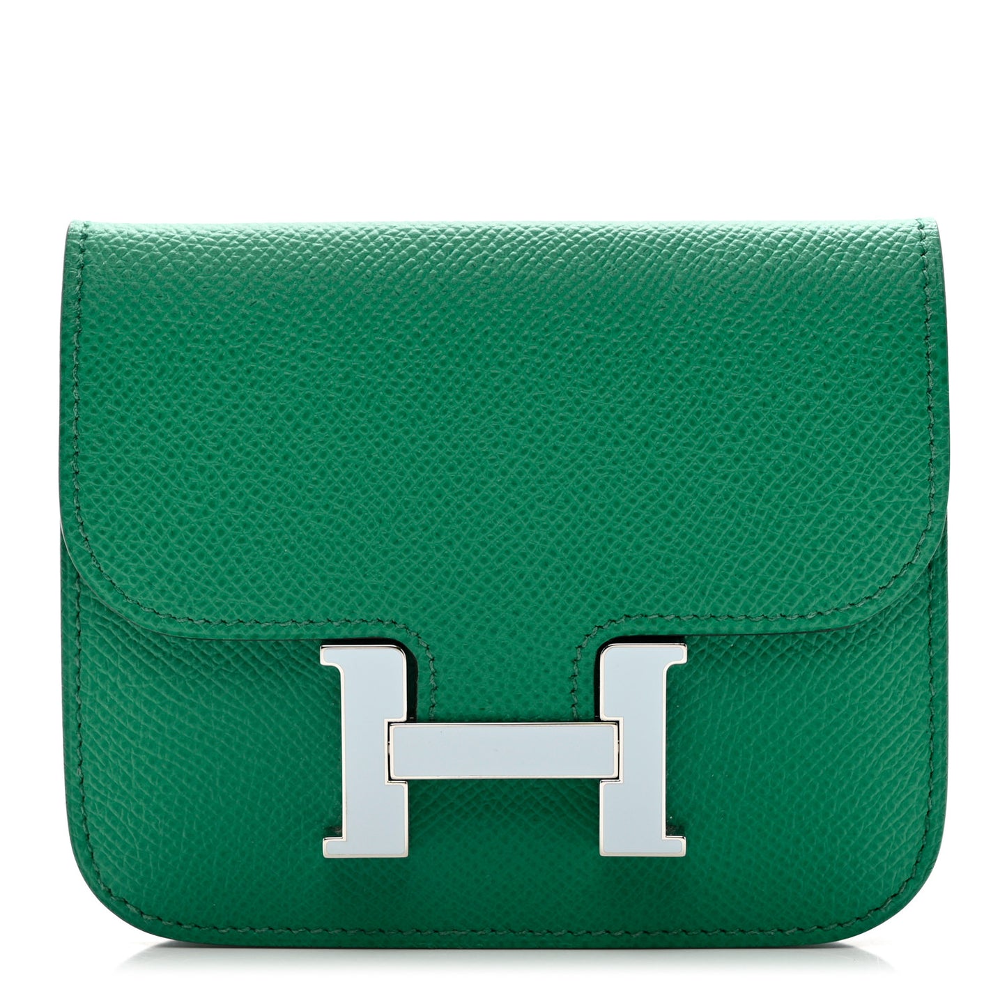 Epsom Enamel Constance Slim Wallet Vert Jade Bleu Brume