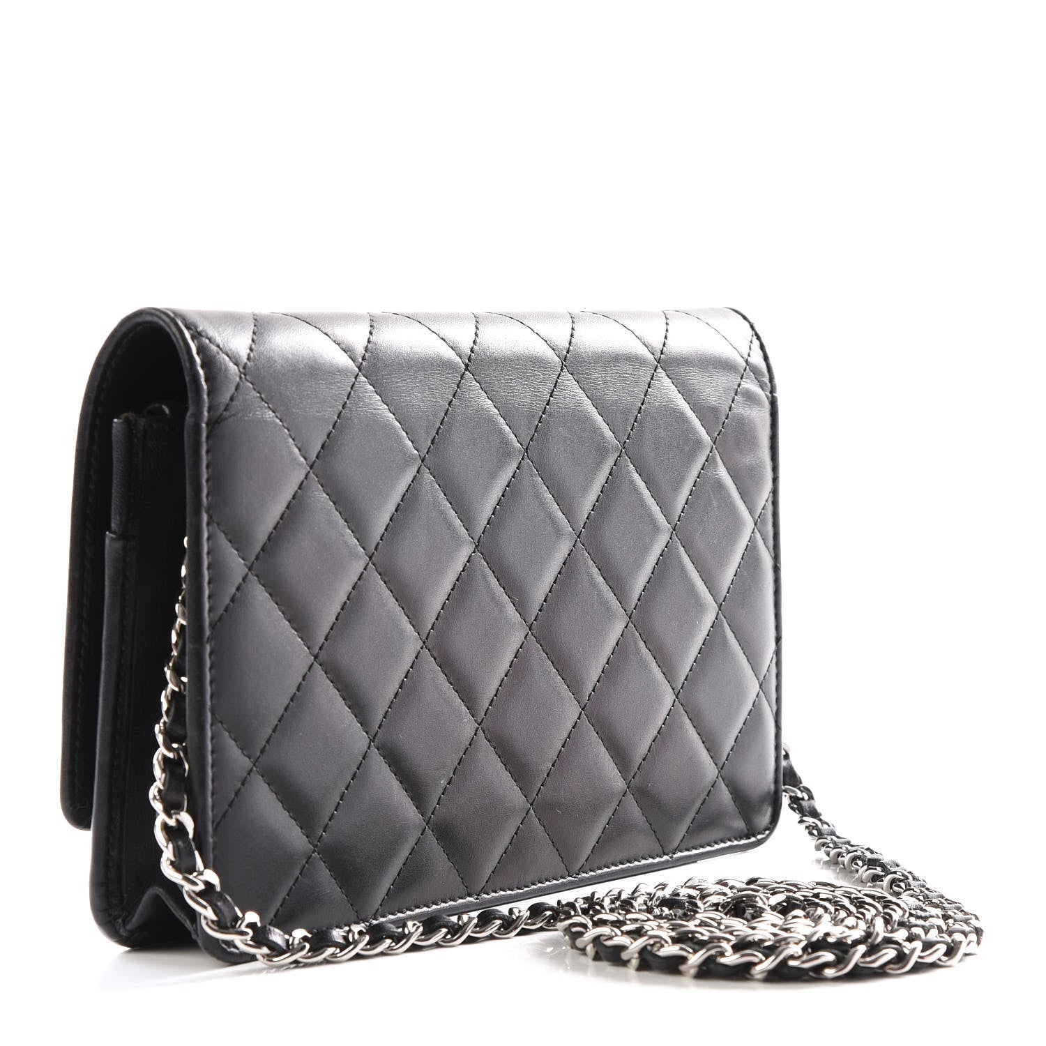 Chanel Calfskin Quilted Cambon Wallet On Chain WOC Black 2 of 9