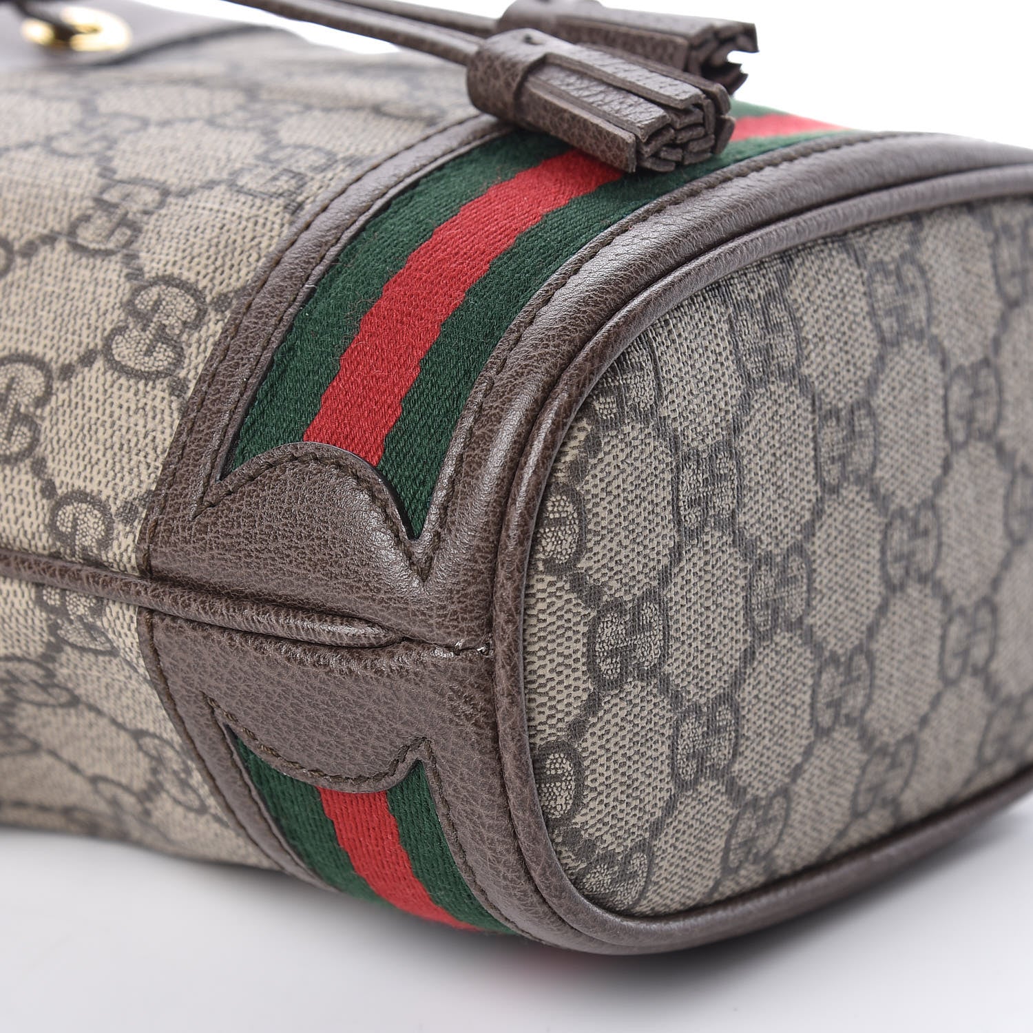 Gucci GG Supreme Monogram Web Mini Ophidia Bucket Bag Brown 8 of 9