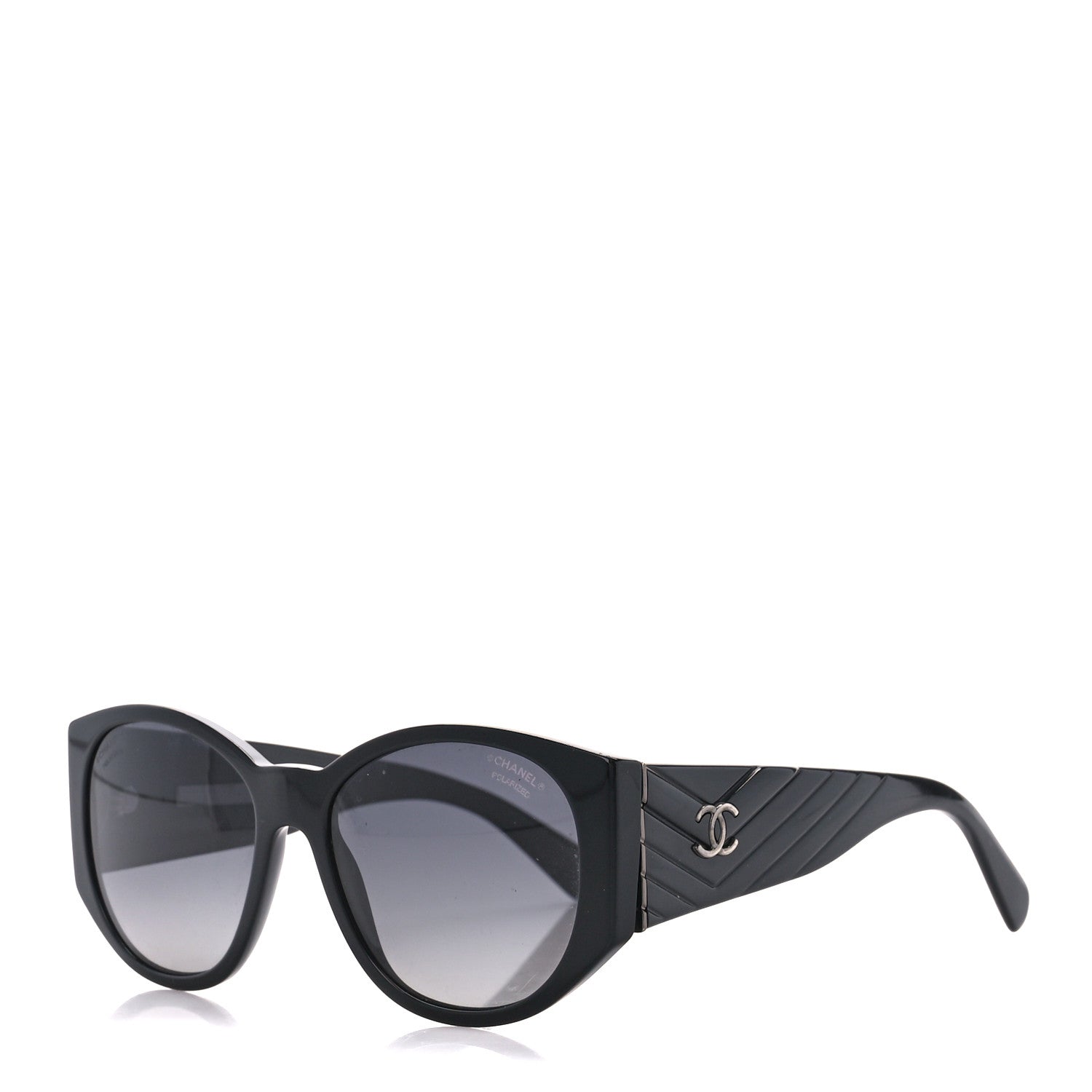 Chanel Acetate Polarized Oval Sunglasses 5411-A Black 1 of 8