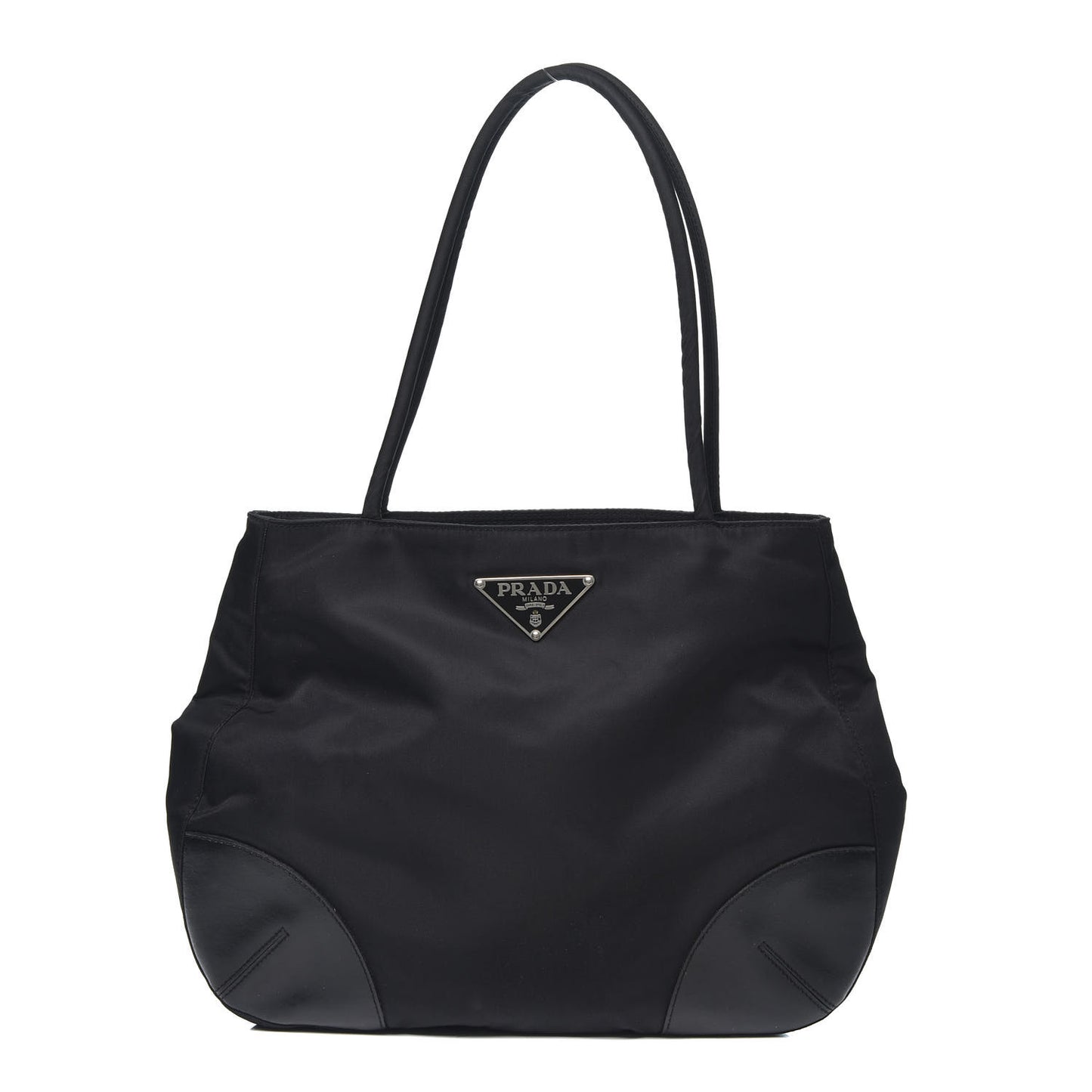 Calfskin Tessuto Nylon Easy Shoulder Bag Black