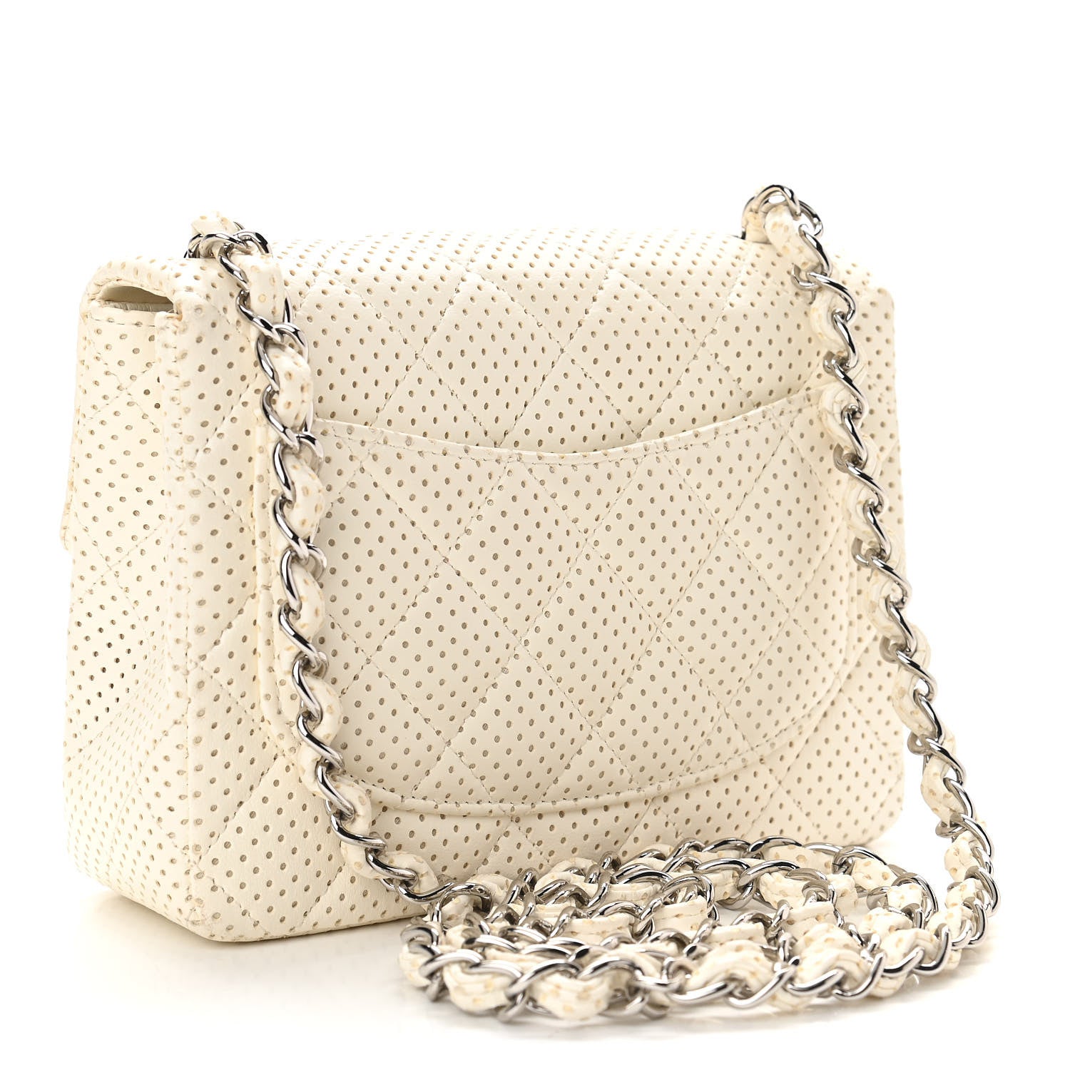 Chanel Lambskin Perforated Quilted Mini Square Flap White 3 of 11