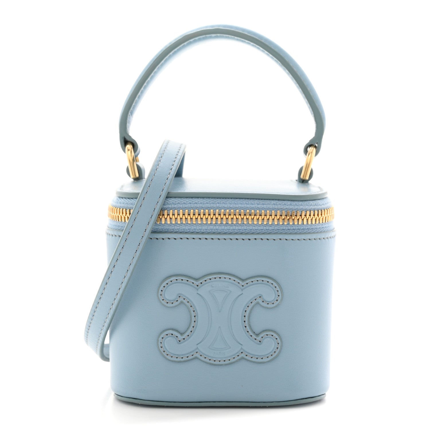 Celine Smooth Calfskin Cuir Triomphe Mini Vanity Case California Blue 1 of 11