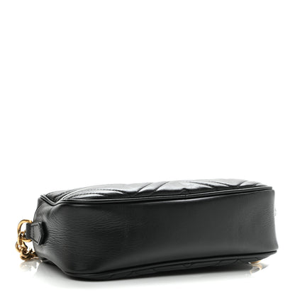 Gucci Calfskin Matelasse Small GG Marmont Chain Shoulder Bag Black 4 of 11