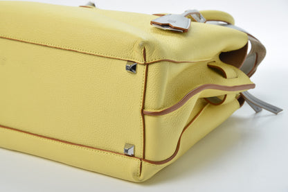 MCM Grained Calfskin Medium Milla Tote Custard Yellow 5 of 9