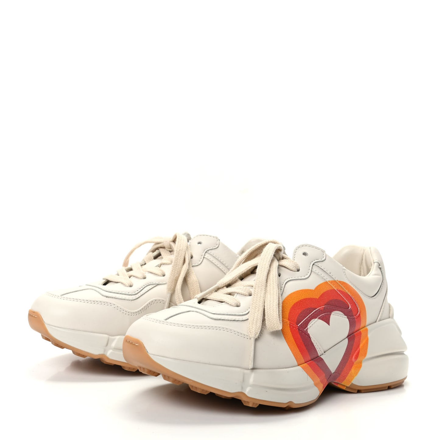 Calfskin Interlocking G Heart Rhyton Sneakers 35 Mystic White