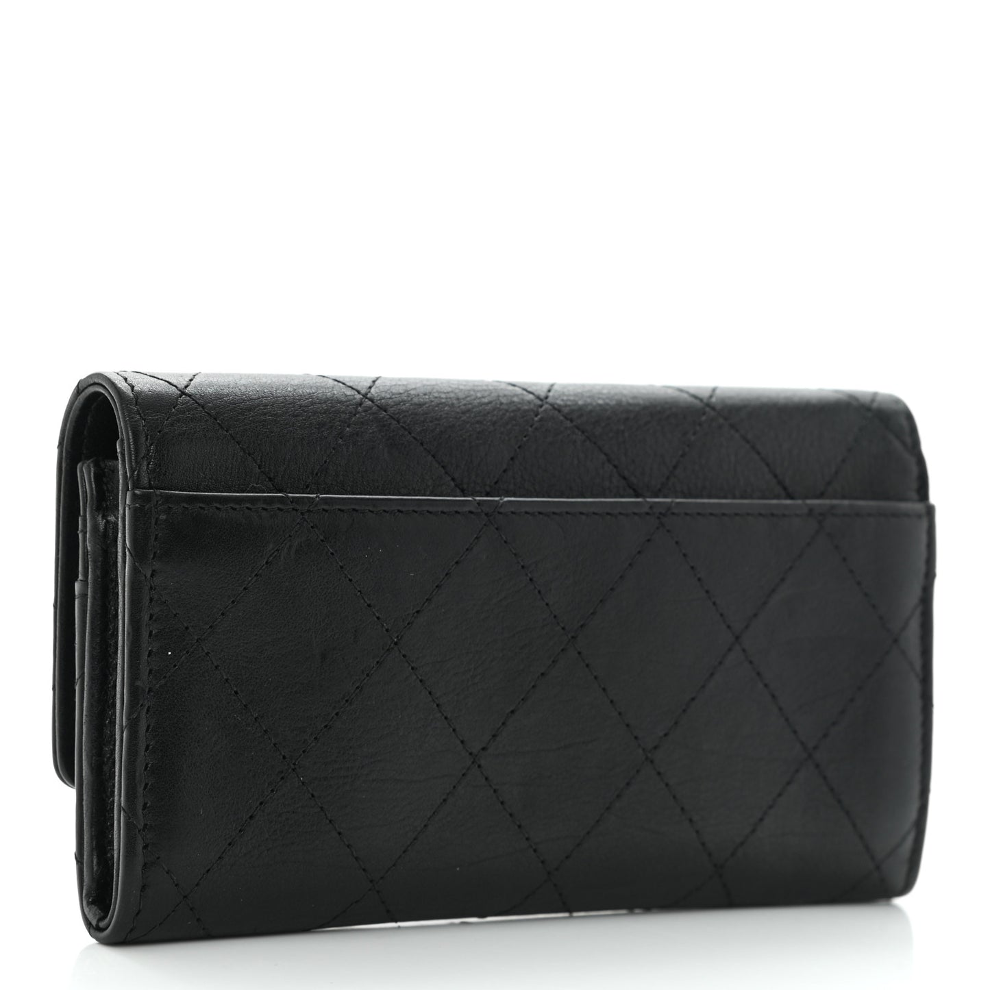 Calfskin Diamond Stitched CC Wallet Black