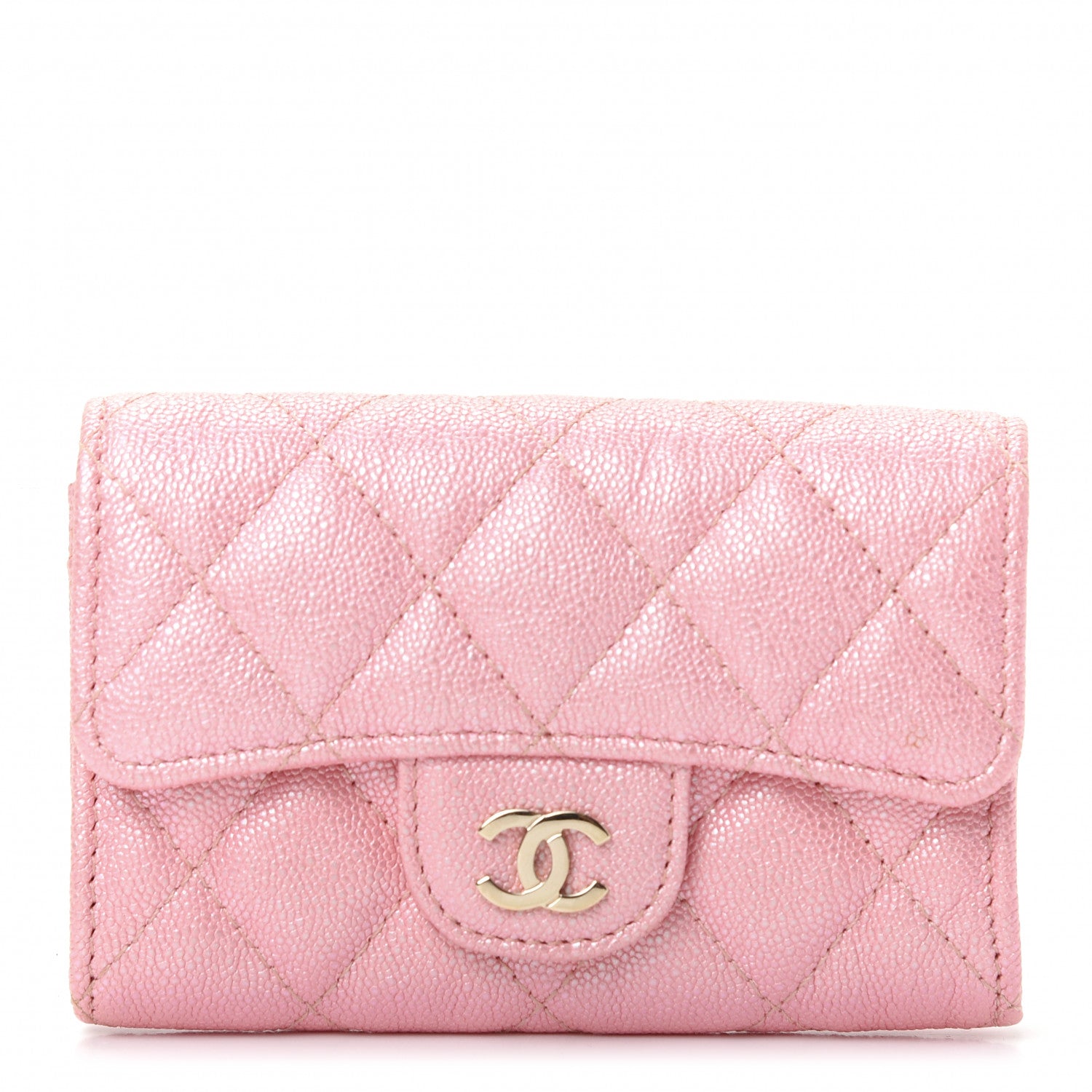 Chanel Iridescent Caviar Quilted Flap Card Holder Rose Pink 1 of 9
