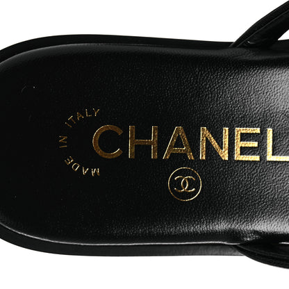 Chanel Goatskin CC Times Square Thong Sandals 37 Black 9 of 12