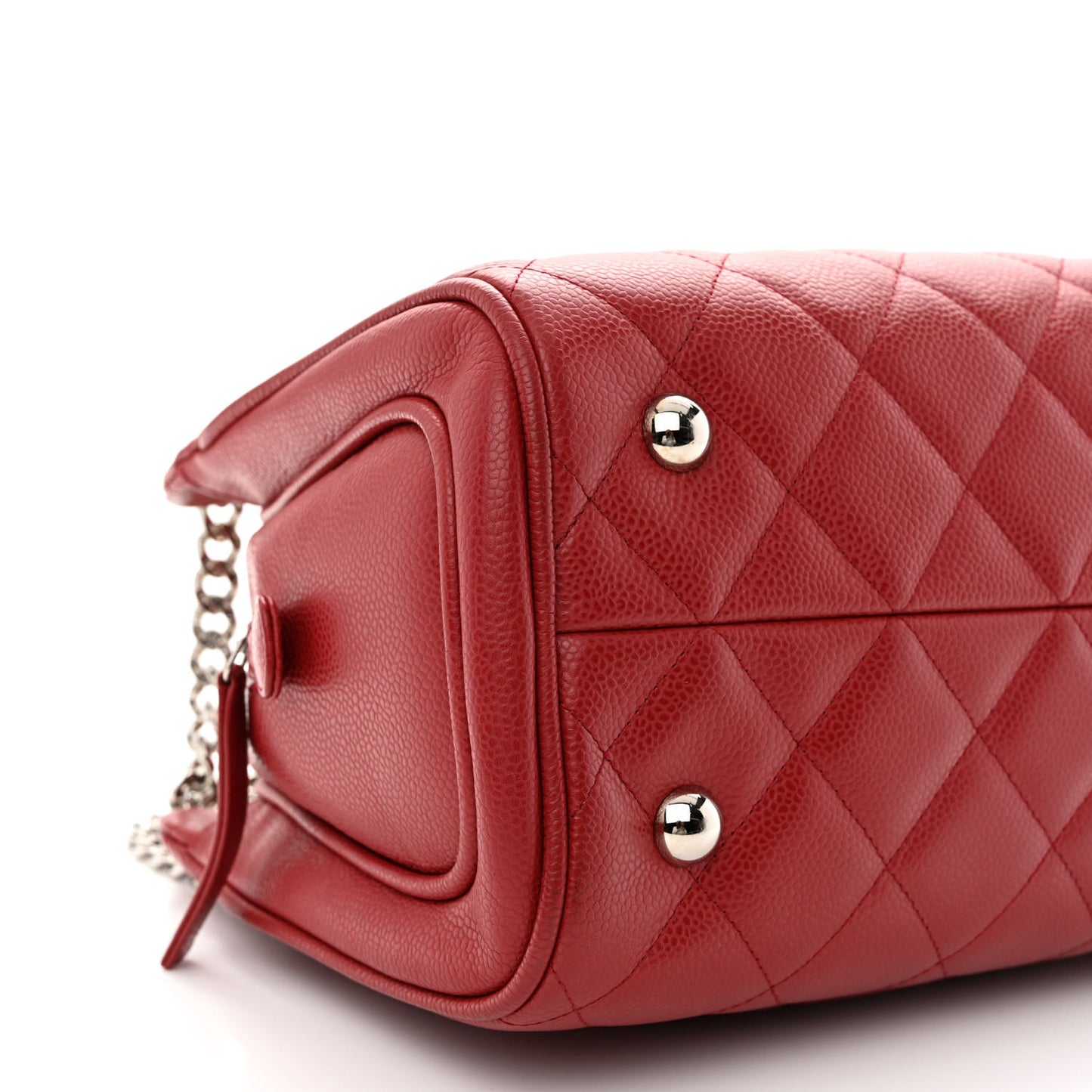 Caviar Quilted Bijoux Chain Shopping Tote Red