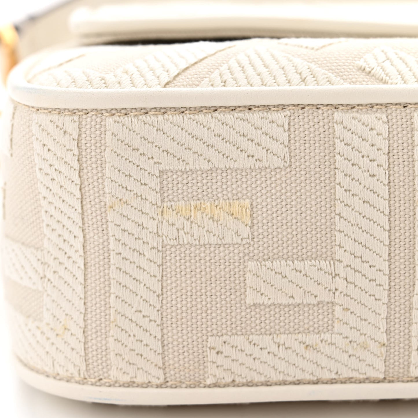 Canvas Vitello King Extra Strap FF Embroidered Baguette White Ice