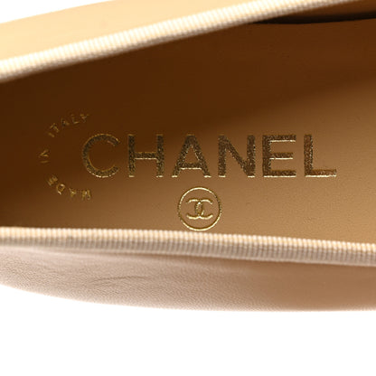 Chanel Lambskin Cap Toe CC Ballerina Flats 40 Beige Black 7 of 9