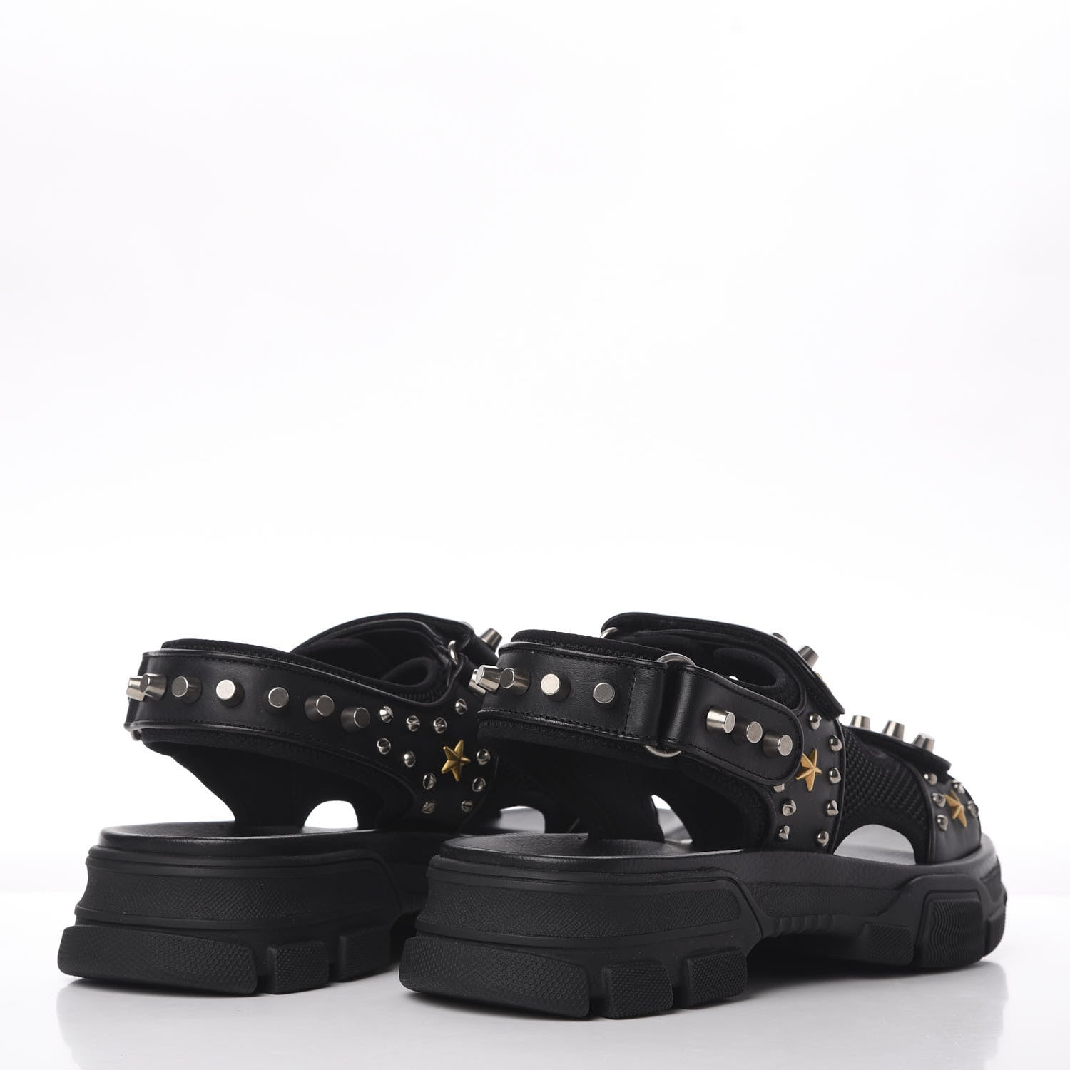 Gucci Nappa Mesh Studded Mens Aguru Sandals 11 Black 4 of 11