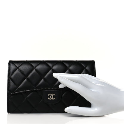 Chanel Lambskin Quilted Large Flap Wallet Black 2 of 10