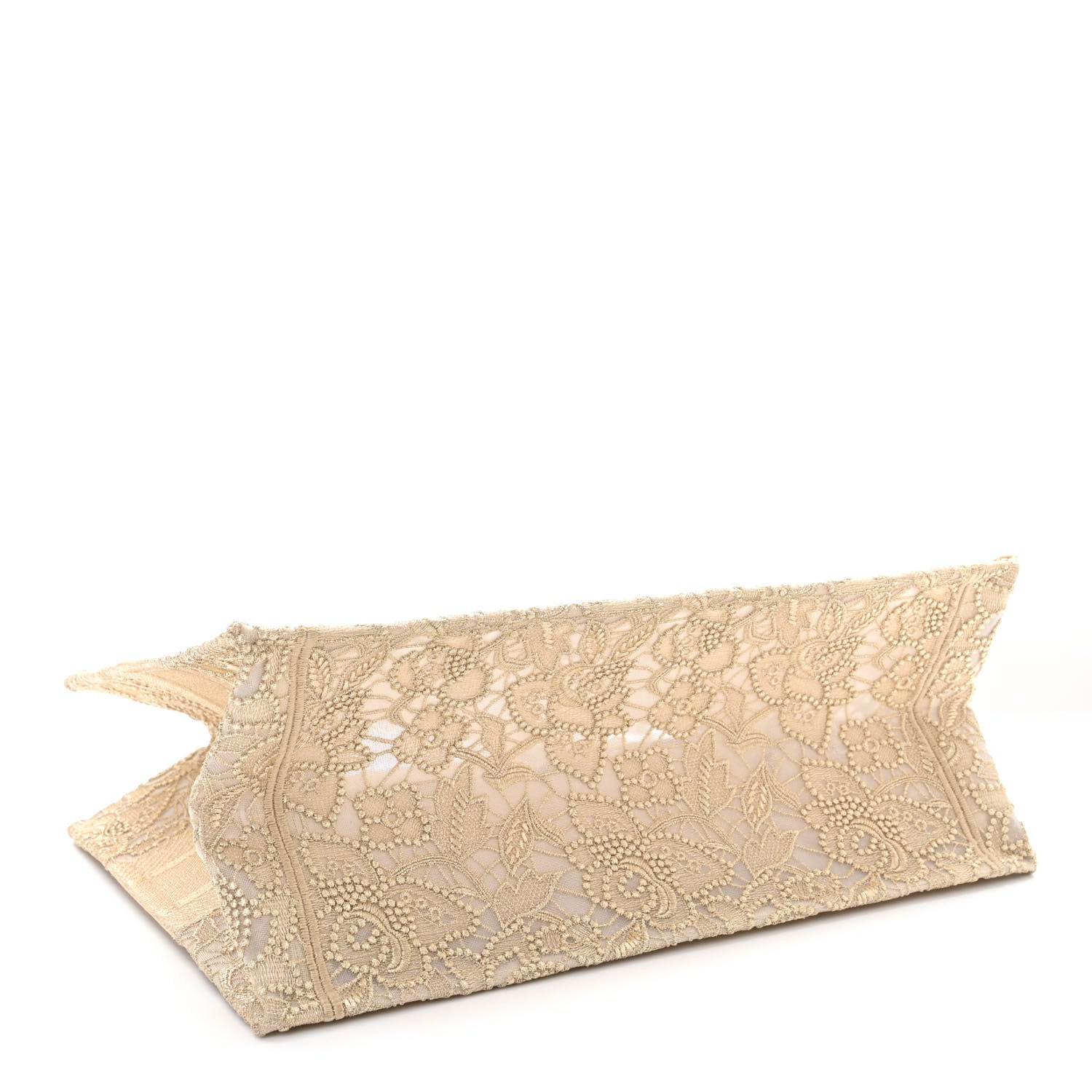 Christian Dior Transparent Metallic Embroidered Mesh Macrame Medium Book Tote Gold 4 of 10