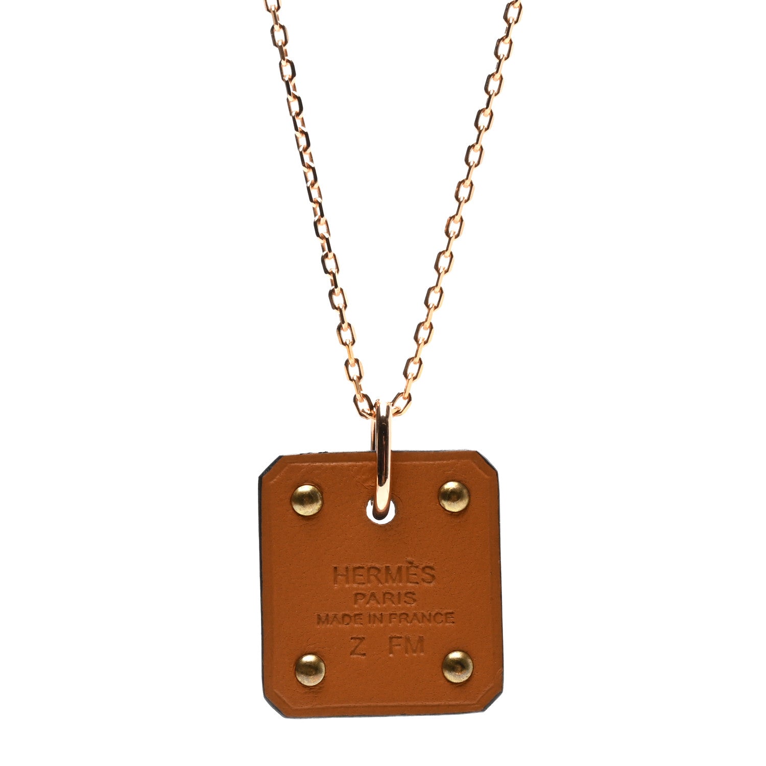 Hermes Rose Gold Plated Swift As De Coeur Necklace Black 4 of 5