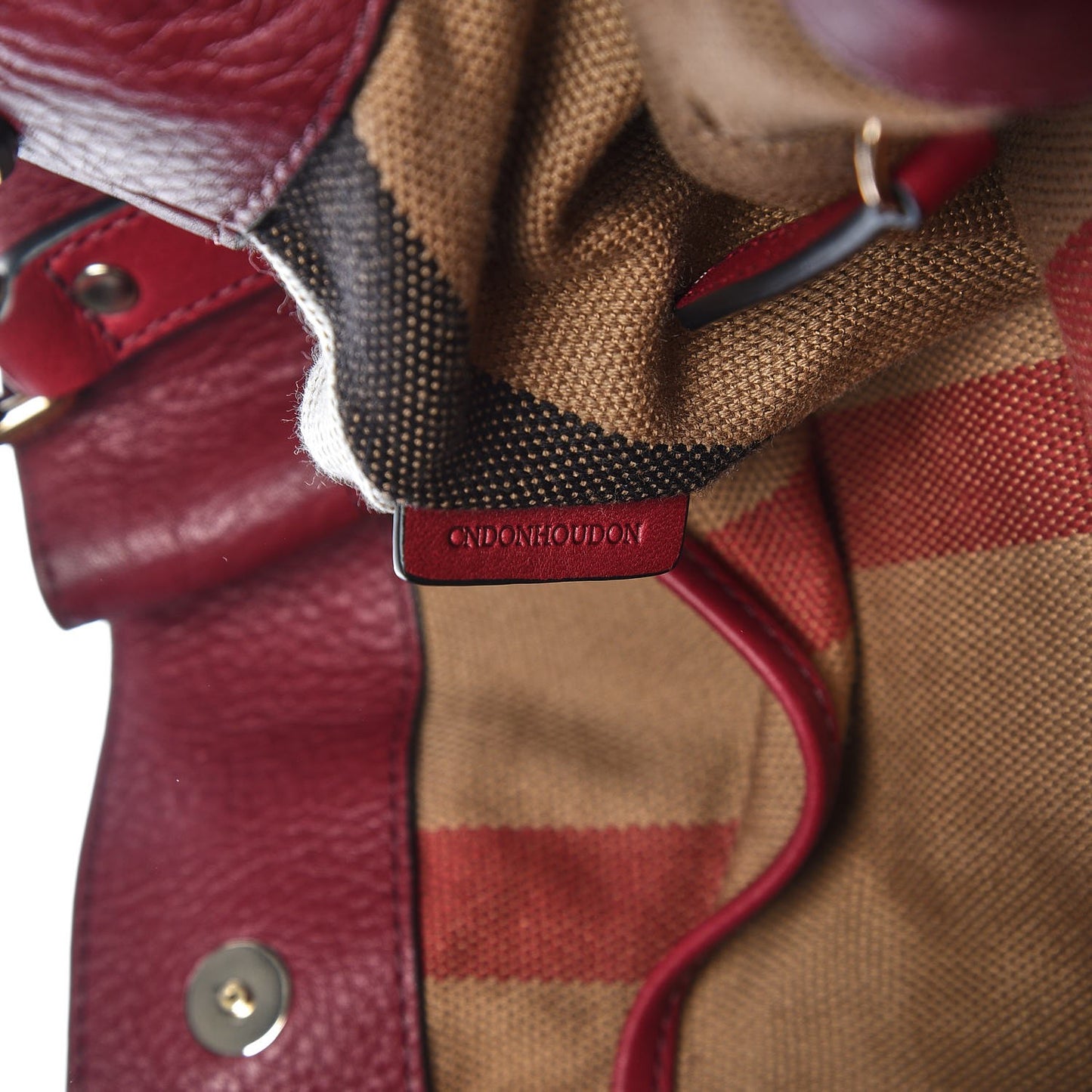 Grainy Calfskin House Check Small Maidstone Burgundy Red