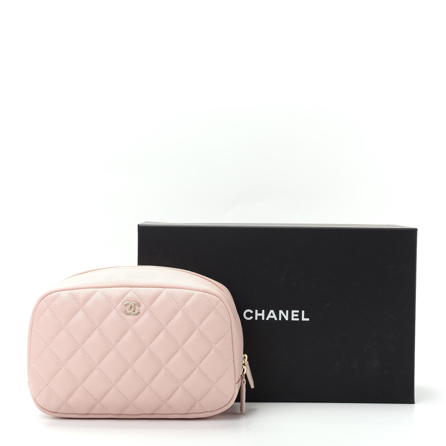 Chanel Caviar Quilted Medium Curvy Pouch Cosmetic Case Light Pink 10 of 10