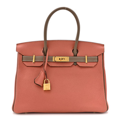 Hermes Togo Bi-Color Horseshoe Birkin 30 Rose Tea Etoupe 1 of 15