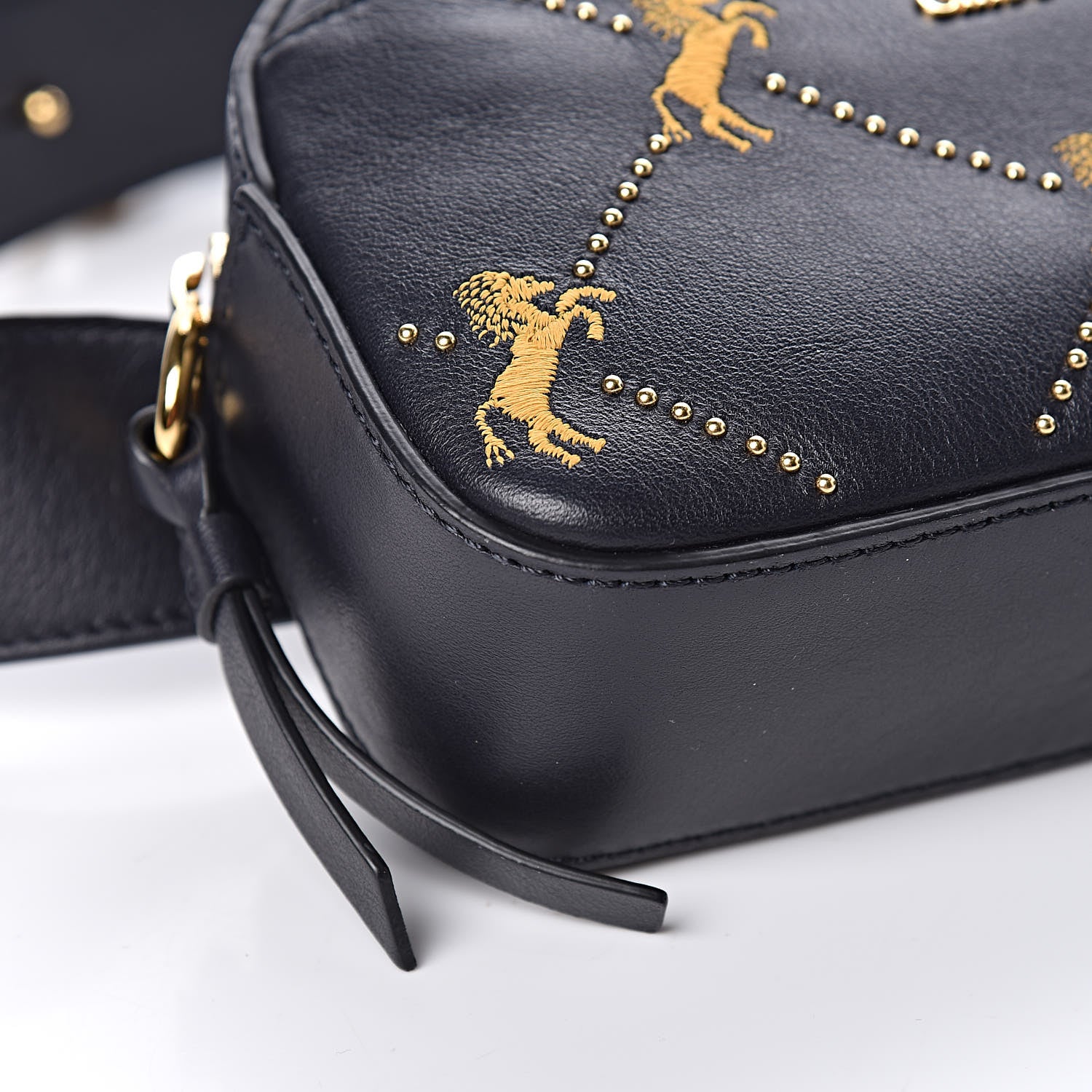 Chloe Smooth Calfskin Little Horses Embroidered Signature Belt Bag Full Blue 7 of 12