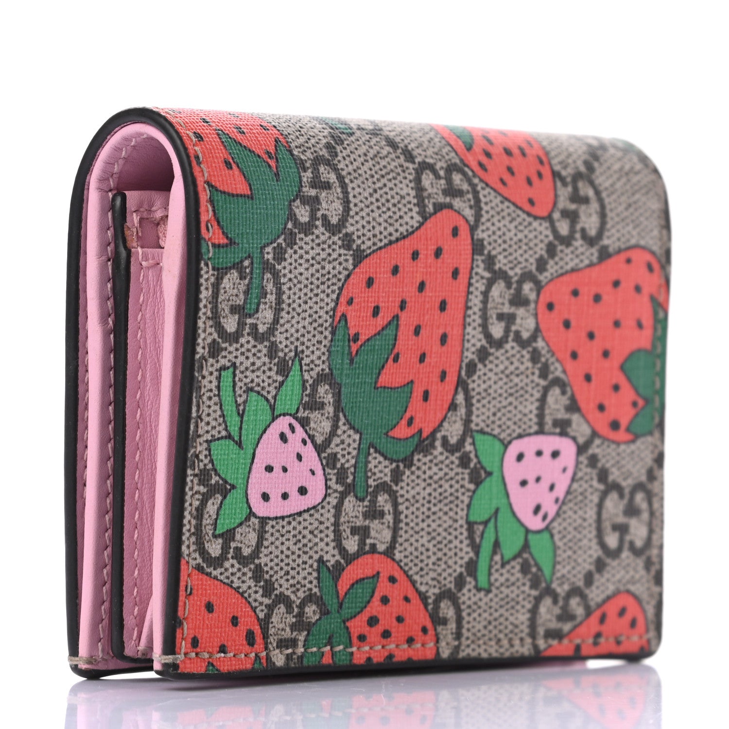 Gucci GG Supreme Monogram Strawberry Card Case 3 of 7