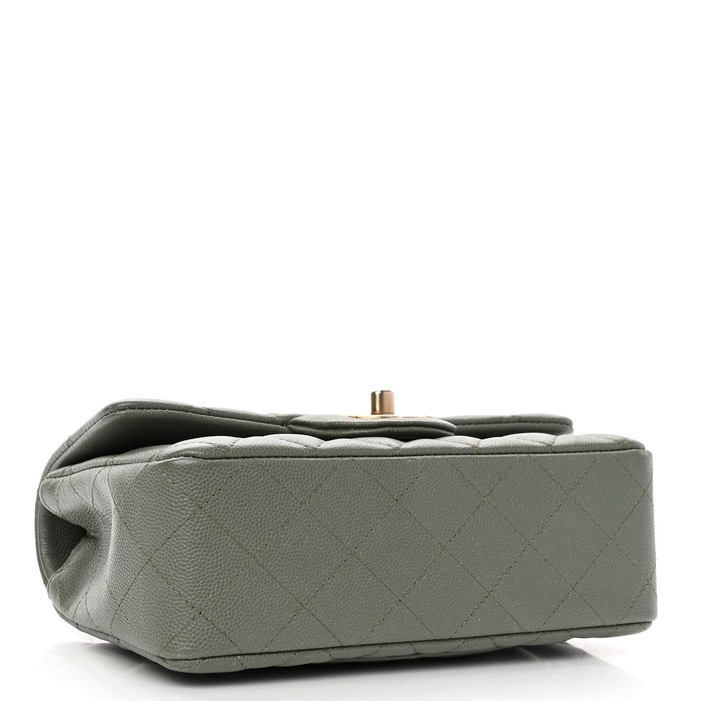 Iridescent Caviar Quilted Mini Rectangular Flap Green