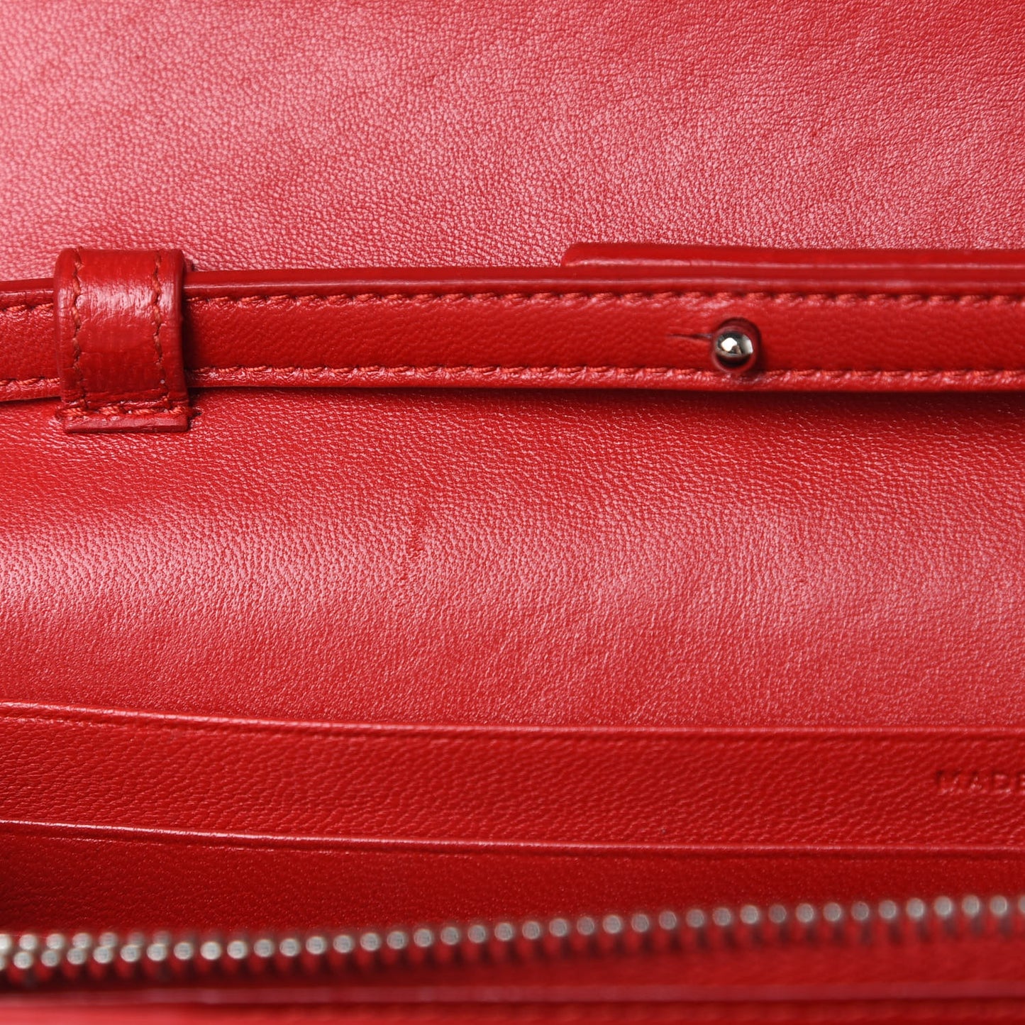 Calfskin Crocodile Embossed Monogram Chain Wallet New Red