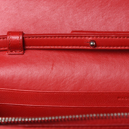Saint Laurent Calfskin Crocodile Embossed Monogram Chain Wallet New Red 13 of 13