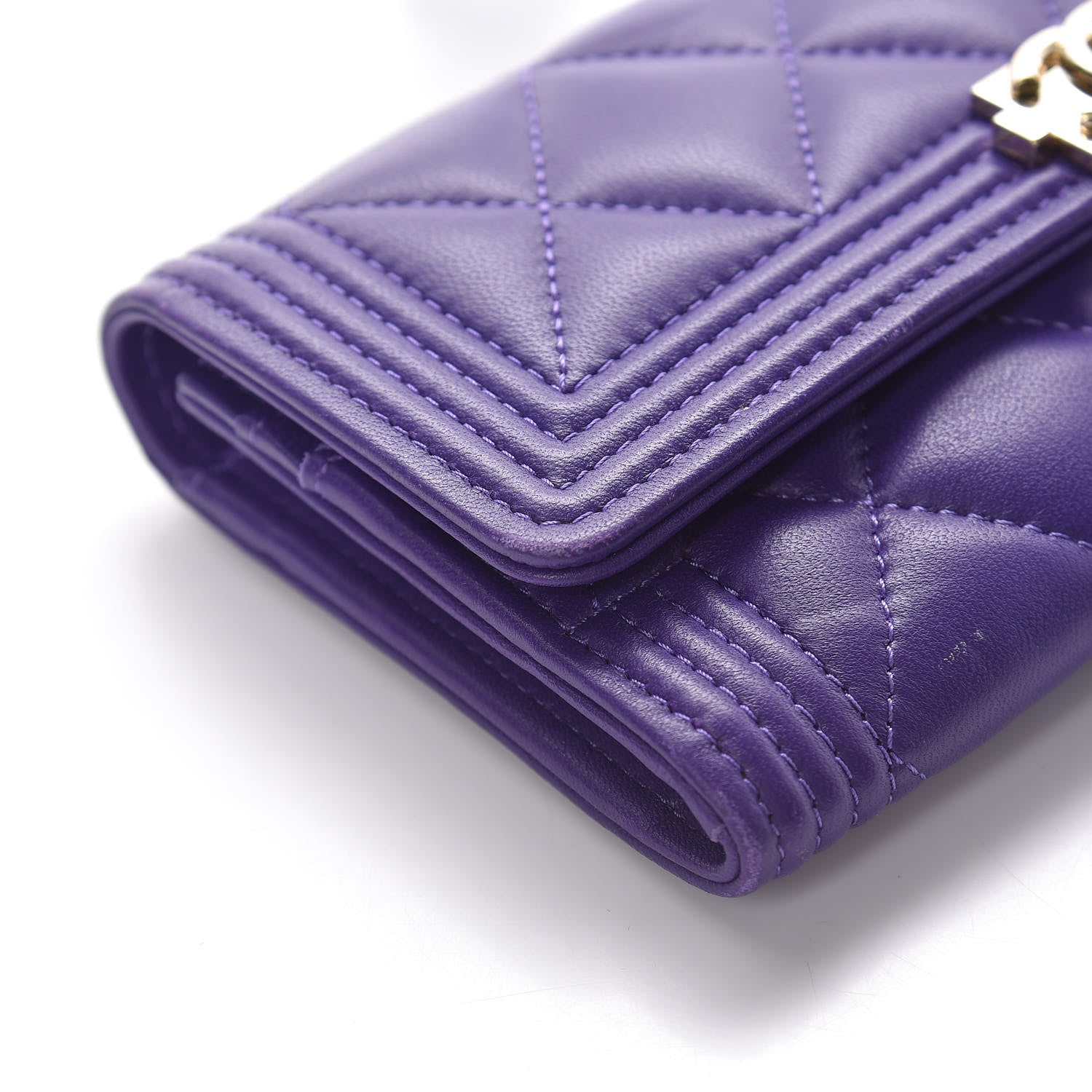 Chanel Lambskin Quilted Medium Boy Flap Wallet Purple 12 of 15
