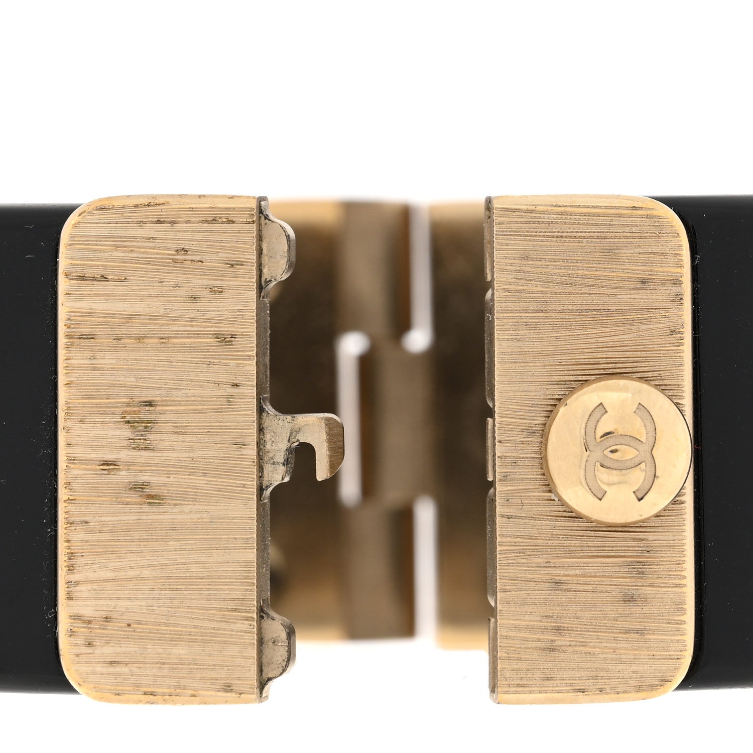 Chanel Resin Quilted CC Cuff Black Gold 5 of 5