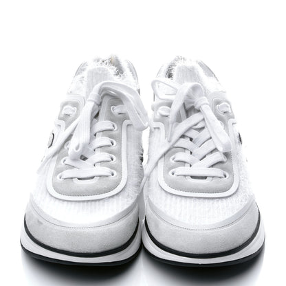 Chanel Wool Suede Calfskin CC Sneakers 36 White 2 of 7