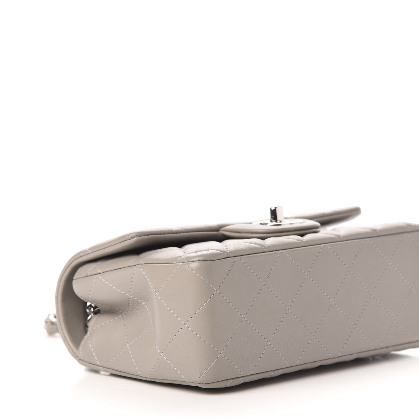 Lambskin Quilted Mini Rectangular Flap Grey
