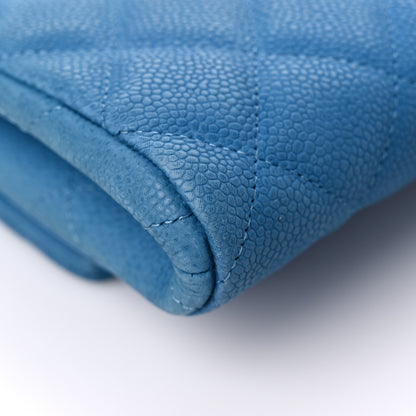 Chanel Iridescent Caviar Quilted Clutch With Chain Flap Blue 9 of 19
