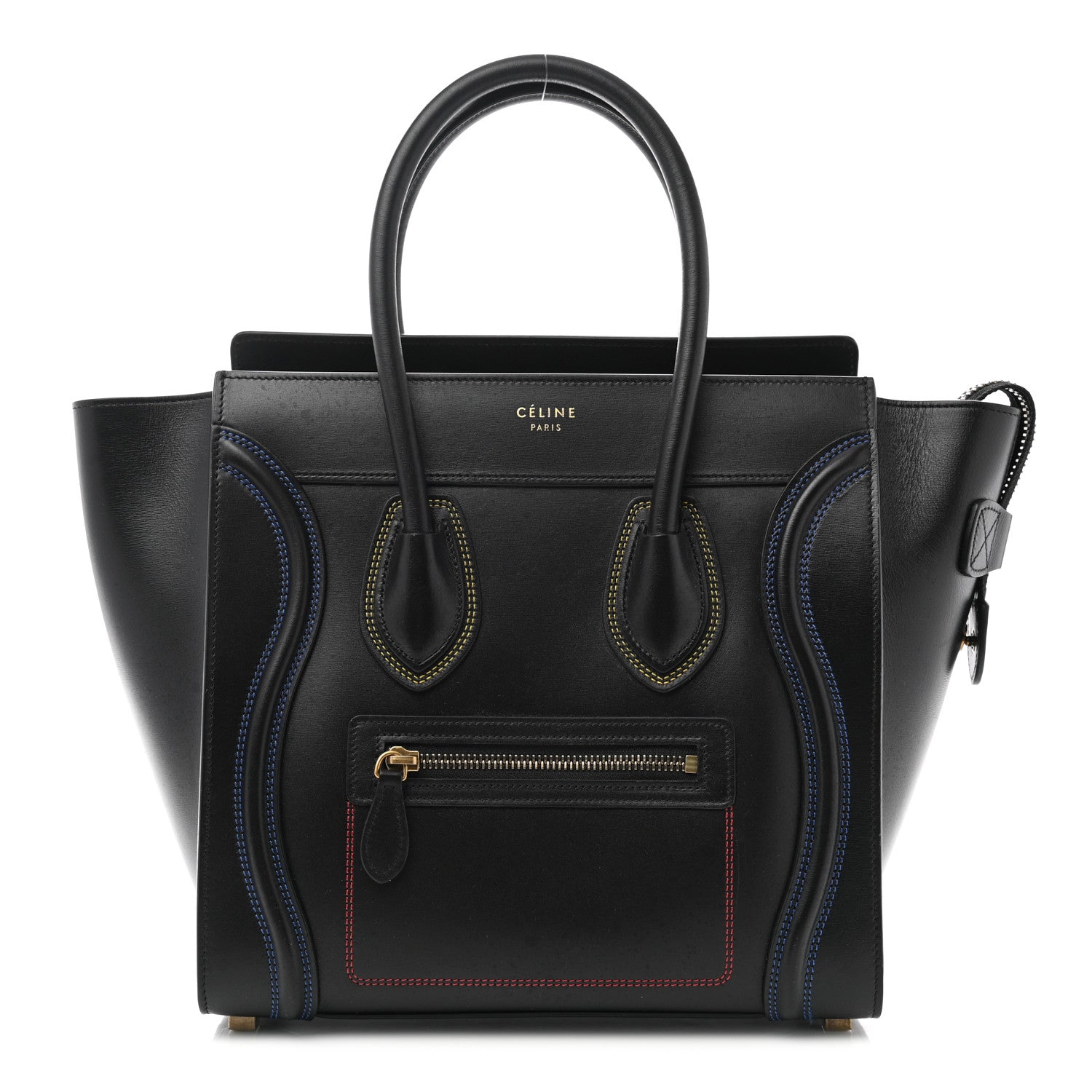 Celine Smooth Calfskin Multicolor Double Stitching Micro Luggage Black 1 of 10