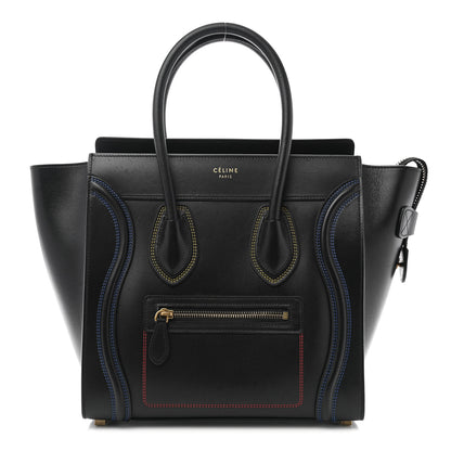 Celine Smooth Calfskin Multicolor Double Stitching Micro Luggage Black 1 of 10