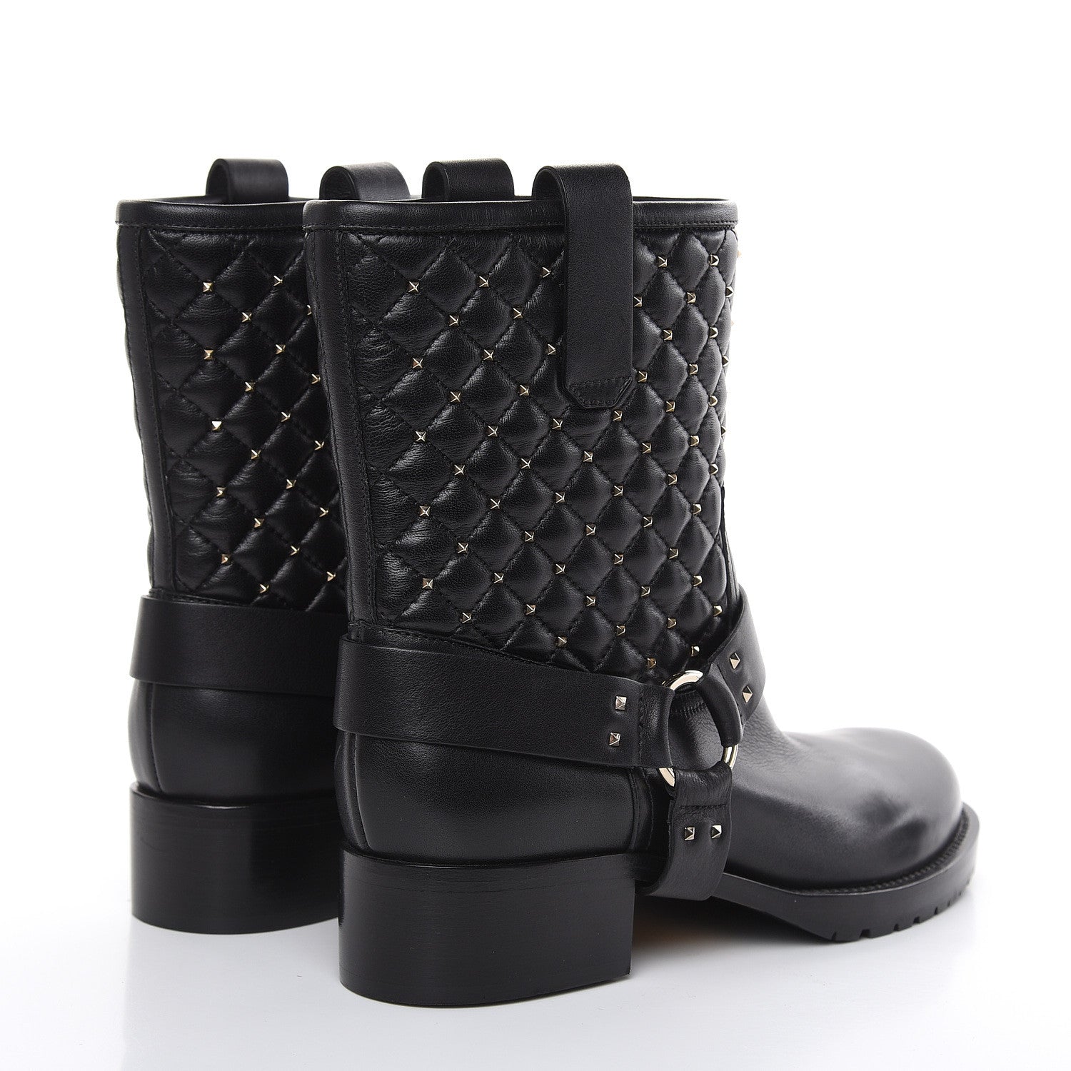 Valentino Garavani Calfskin Nappa Rockstud Spike 20mm Biker Boots 38 Black 4 of 9