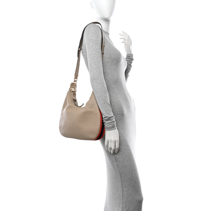 Gucci Aria Calfskin Web Large Attache Shoulder Bag Beige 2 of 10