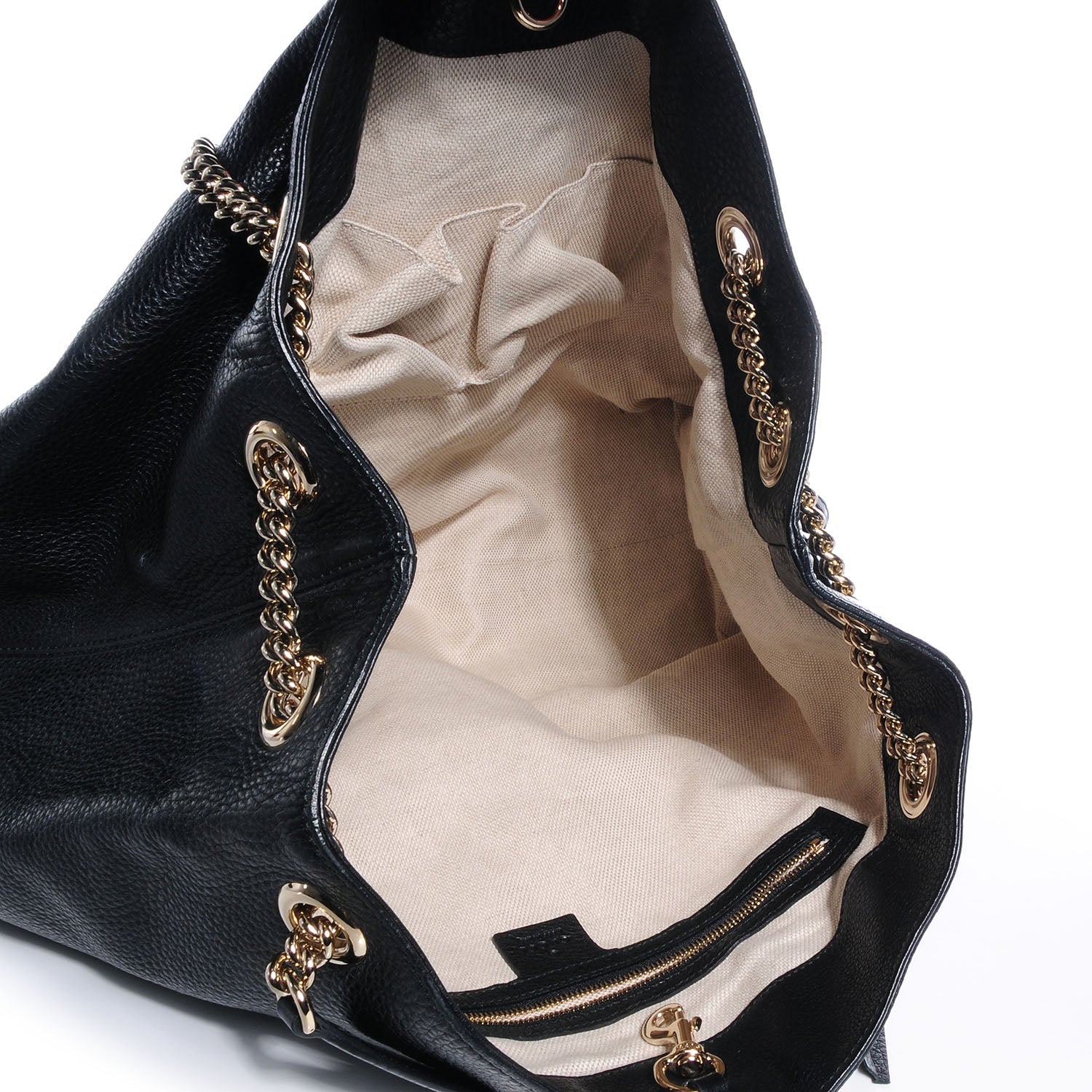 Gucci Pebbled Calfskin Large Soho Chain Shoulder Bag Black 5 of 8